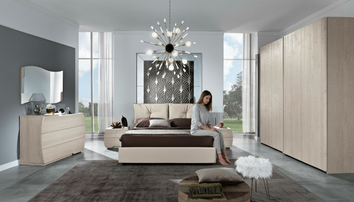Luxe set 6-dlg. Slaapkamer Bed Nachtkastje Commode Spiegel Kledingkast Nieuw