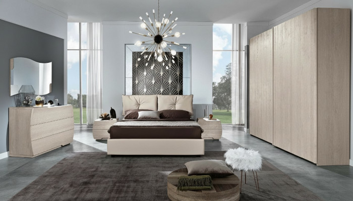 Luxe set 6-dlg. Slaapkamer Bed Nachtkastje Commode Spiegel Kledingkast Nieuw