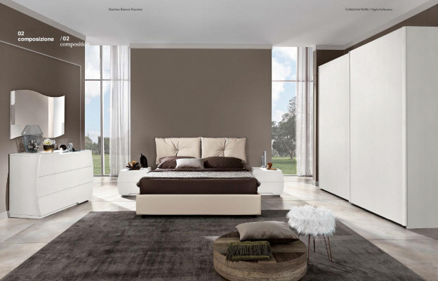 Luxus set 6-delige slaapkamer bed nachtkastje ladekast spiegel kledingkast hout