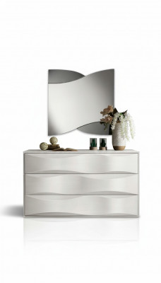 Luxe set commode met spiegel, commode console set hout modern design wit.