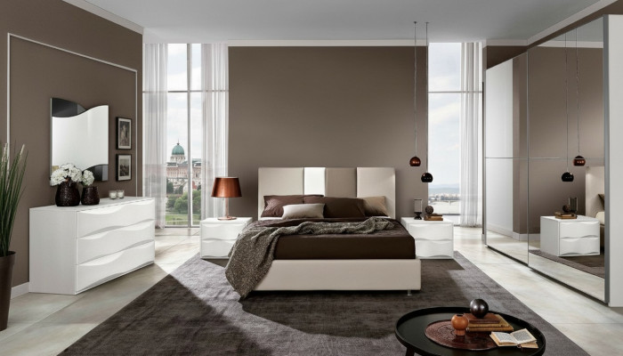 Garnituur Set 6-delig Slaapkamer Bed Nachtkastje Dressoir Spiegel Kledingkast