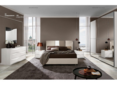 Garnituur Set 6-delig Slaapkamer Bed Nachtkastje Dressoir Spiegel Kledingkast