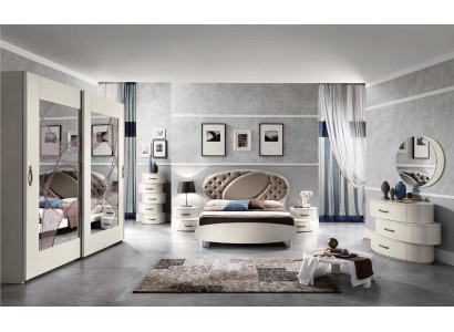 Garnituur Set 7-delig Slaapkamer Bed Nachtkastje Commode Spiegel Kledingkast