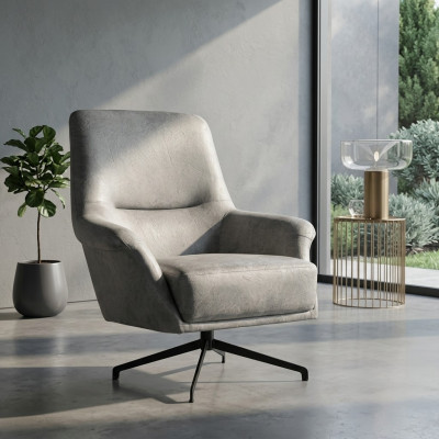 Fauteuil Design Bank Bank Relax Leder Lounge Club Zitter Luxe Zit Grijs Modern
