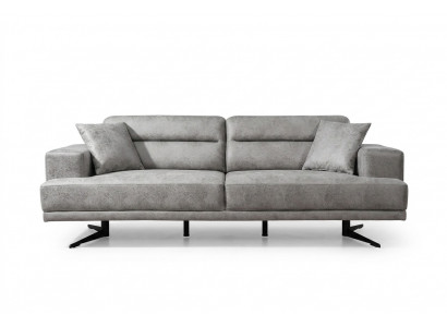 Bank 3-zitsbank Leder Driezits zittingbekleding Ontwerp Woonkamer Modern Grijs