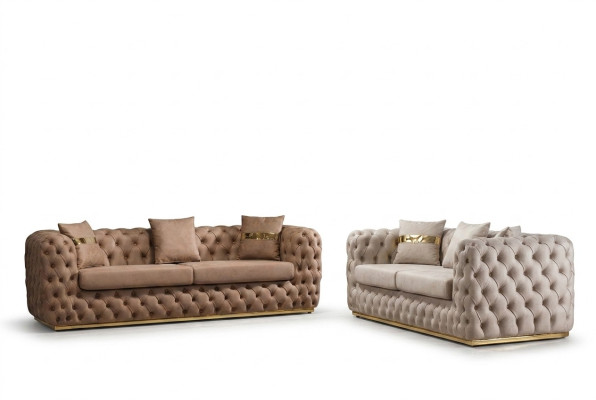 Beklede bankstel, bankstel 3+3 zits Chesterfield luxe set bankstellen leer.