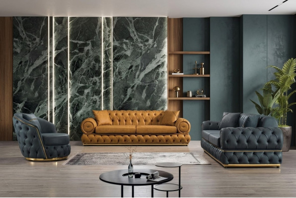Luxe Chesterfield bankstel 3+3+1 zits bankstel bank fauteuil bankstellen leer