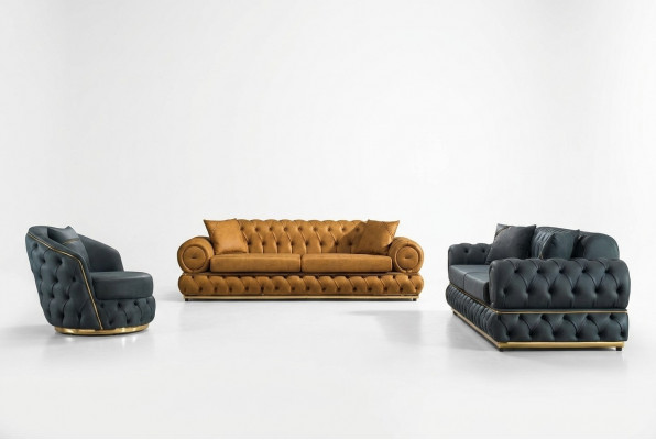 Luxe Chesterfield bankstel 3+3+1 zits bankstel bank fauteuil bankstellen leer