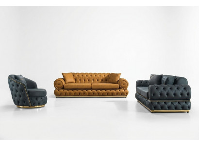 Luxe Chesterfield bankstel 3+3+1 zits bankstel bank fauteuil bankstellen leer