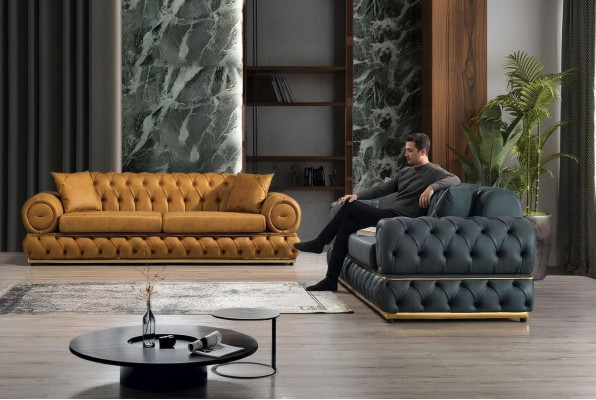 Garnituur Luxe Chesterfield Bankstel 3+3 zits Bank Fauteuil Banken Leer 2-delig