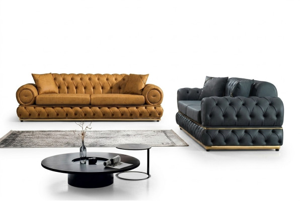 Garnituur Luxe Chesterfield Bankstel 3+3 zits Bank Fauteuil Banken Leer 2-delig