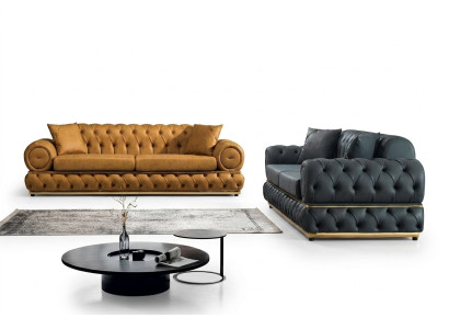 Garnituur Luxe Chesterfield Bankstel 3+3 zits Bank Fauteuil Banken Leer 2-delig