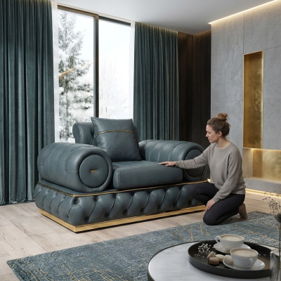 Fauteuil Chesterfield Stoel Barok Rococo Klassieke Meubelen Woonkamer Bekleding Nieuw