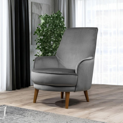 Zetel Stoel Modern Design Woonkamer Bekleed Eenzitter Relax Grijs Stijl Luxe
