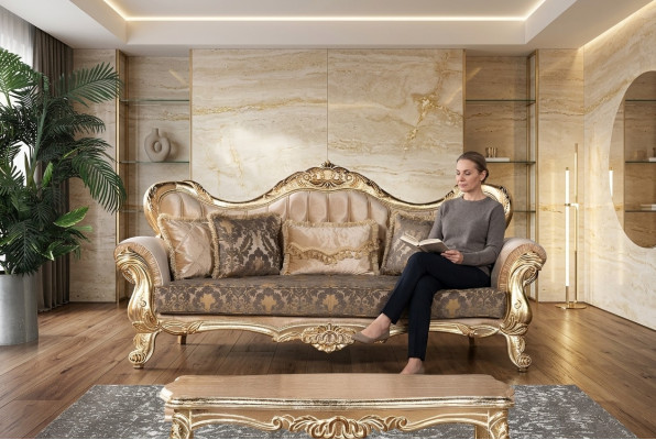 Bankstel 3-zitsbanken Zit Klassieke bank Luxe Textiel Woonkamer Driezitter Nieuw