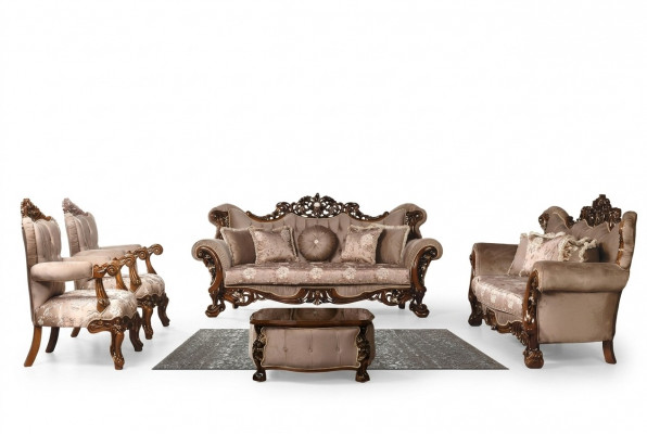 Bankstel 3+3+1+1 Zits salontafel set met fauteuils banken zitplaatsen stof 5-delig