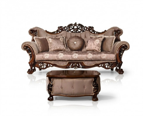 Bank 3-zits Klassieke driepersoonsbank van textiel Barok Rococo Nieuw