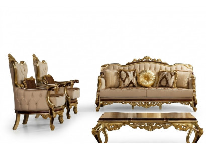 Set bankstel 3+1+1 zetels bank sofa fauteuils luxe set design barok bank