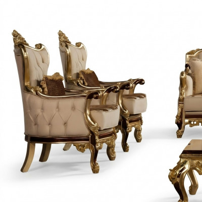 Fauteuil Design Gestoffeerde Bank Barok Chesterfield Stof Woonkamer Nieuw Oorfauteuil