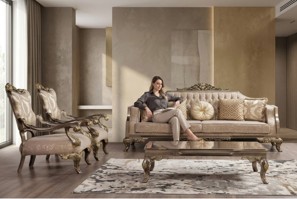 Bankstel 3+1+1 zitsbank Bankstellen Fauteuil Stof Set Luxe Woonkamer