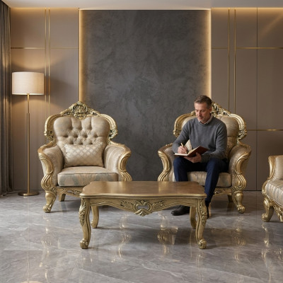 Kanapee Oorfauteuil Design Beklede Bank Barok Chesterfield Textiel Woonkamer Nieuw.