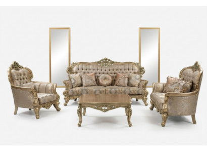 Klassieke driezitsbank Sofa 3-zitsbanken Stof Stijl Barok Woonkamer Stoel Nieuw