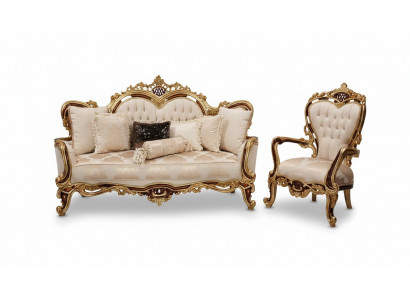 Sofaset 3+1 zits bank bank fauteuil luxe set stof groep barok