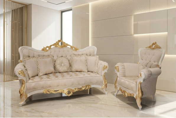 Luxe Groep Bankstel 3+1 zits Set Stoffen Bank Banken Fauteuils Barok Nieuw