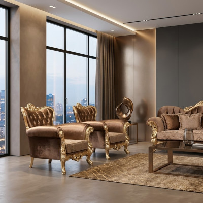 Ohrensessel Stoel Barok Design Gestoffeerde Bank Bank Chesterfield Textiel Zitplaats Nieuw