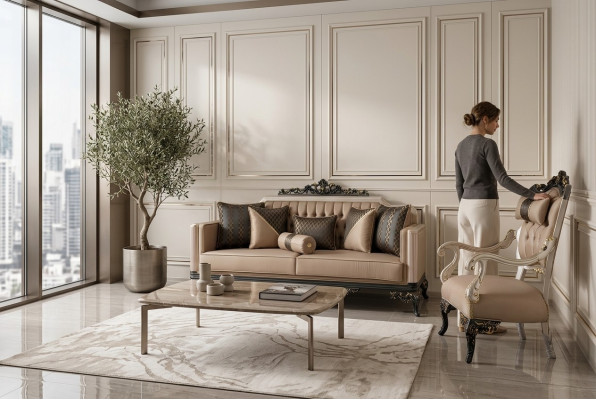 Drieszitsbank 3-zits Barok Rococo Bank Banken Fauteuils Stof Bank Meubels Nieuw