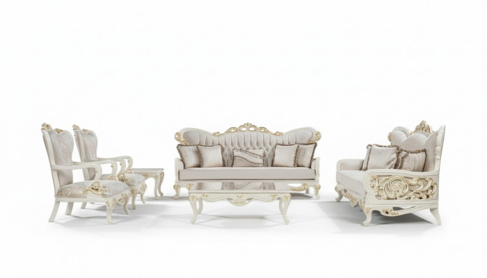 Bankstel 3+3+1+1 Zits Salontafel Set 5-delig Klassiek Bankstellen Stoelen Luxe Nieuw