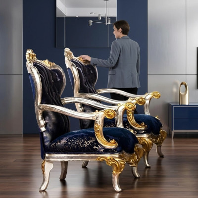 Fauteuil oorfauteuil Design gestoffeerde bank Bank Barok Zitstijl 1-zits Textiel