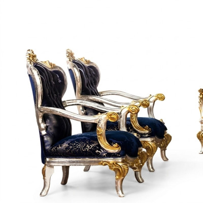 Fauteuil oorfauteuil Design gestoffeerde bank Bank Barok Zitstijl 1-zits Textiel