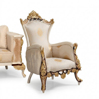 Ohrensessel Fauteuil Stoel Zitter Luxe Design Bekleding Sofa Textiel Barok Ontspanning Stof