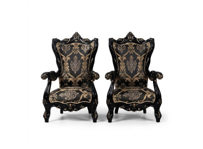 Zetel Oorfauteuil Luxe Stof Zitplaats Ontwerppolsters Barok Textielmeubels