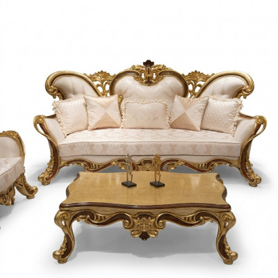 Luxe driezitsbank 3-zitsbank Banken Fauteuils Stof Stijl Barok Rococo 240cm