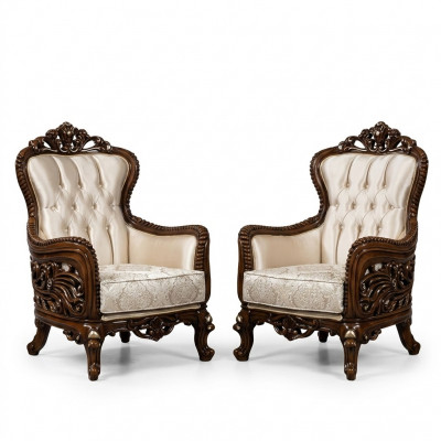 Fauteuil Ohrensessel luxe stof zitontwerp bekleed met barok textiel nieuw.