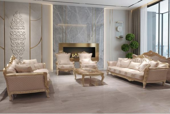 Luxe 5-delige bankstel met 3+3+1 zitplaatsen en salontafel.