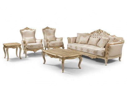 Bankstel 3+1+1 zits salontafel bank fauteuil bankstel set gouden stijl