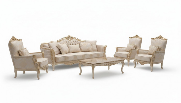 Bank Fauteuil Bankstellen Bankstel 3+1+1 Zits Set Luxe Barok Woonkamer Nieuw