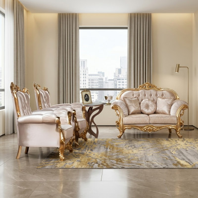 Luxe fauteuil Beklede stoel met armleuningen Luxe stof Zitplaats Zitter Ontwerp Bekleding Barok Textiel Meubels