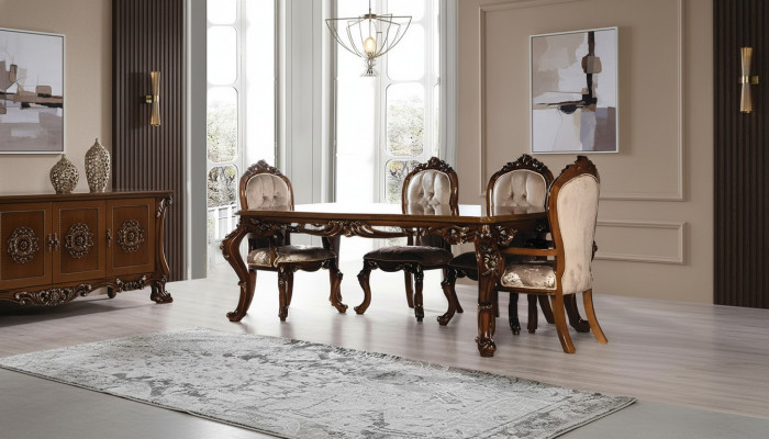 Luxe eetkamer eettafel stoel groep pakket set houten tafel tafels 5-delige sets.