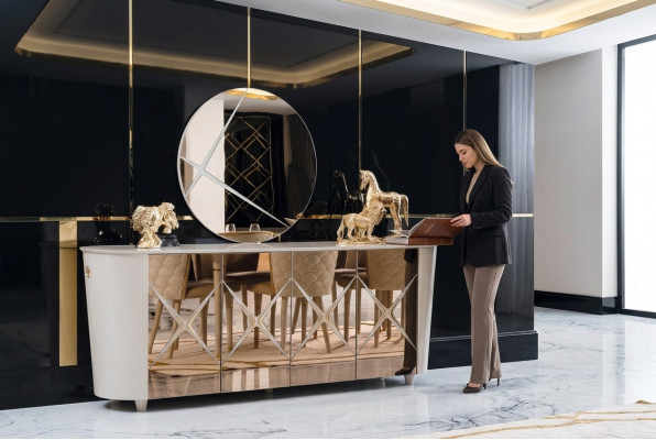 Ladenkast Italiaanse stijl Ladenkasten Gouden dressoirs Massief houten meubels Ladenkasten