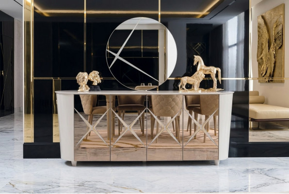 Ladenkast Italiaanse stijl Ladenkasten Gouden dressoirs Massief houten meubels Ladenkasten