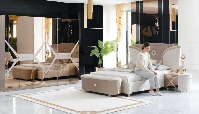 Bed Nachtkastje Kledingkast 6-delige Slaapkamer Set Design Luxe Kruk Modern