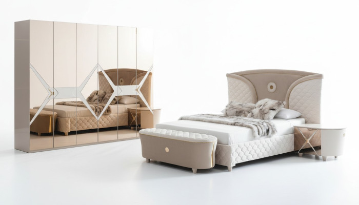 Bed Nachtkastje Kledingkast 6-delige Slaapkamer Set Design Luxe Kruk Modern