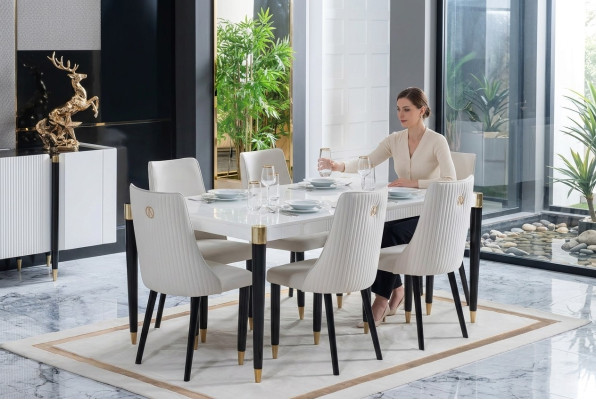 Essen Gruppe Houten Tafel Tafels 7-delige Compleet Set Eettafel 6x Stoelen Eetkamerset