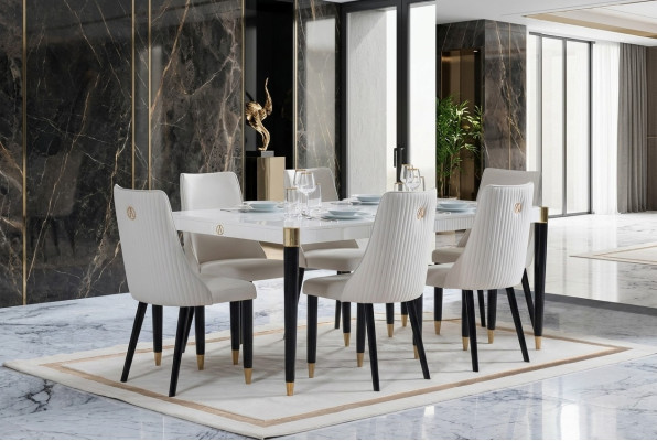 Essen Gruppe Houten Tafel Tafels 7-delige Compleet Set Eettafel 6x Stoelen Eetkamerset