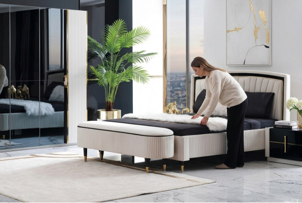 Voetenbank Bekleding Zitdesign Textiel Relax Luxe Voetenbank Bank Stof