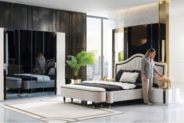 Set van 3 delen Slaapkamermeubilair Bed 2x Nachtkastje Stijl Italiaanse Meubels Nieuw